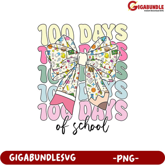 100 Days of School Bow Design - Fun PNG for Teachers