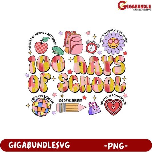 100 Days of School Celebration PNG Design for Educators