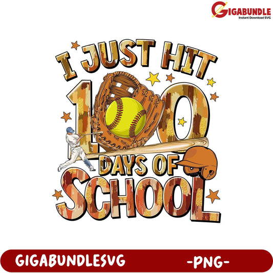 100 Days of School Celebration PNG for Baseball Lovers