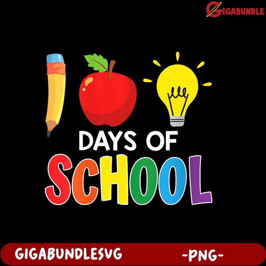 100 Days of School Colorful PNG Clipart for Teachers