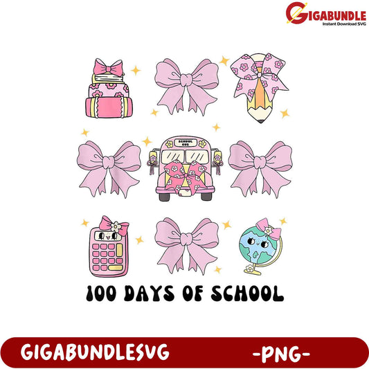 100 Days of School Cute PNG Designs for Kids' Projects