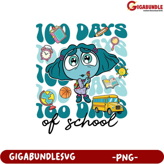 100 Days of School Cute PNG Graphic for Kids' Crafts