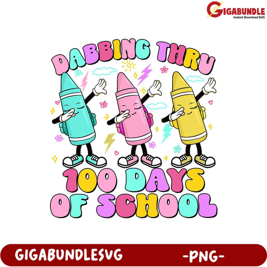 100 Days of School Dabbing Crayons PNG Design