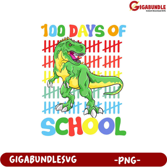 100 Days of School Dinosaur PNG Graphic for Kids