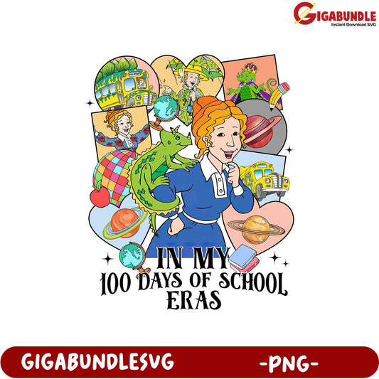 100 Days of School Eras PNG Design for Fun Learning