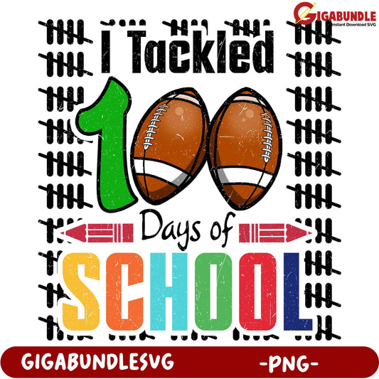 100 Days of School Football PNG Design