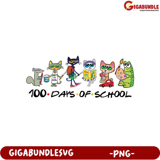 100 Days of School Fun - Cute Animal PNG Design