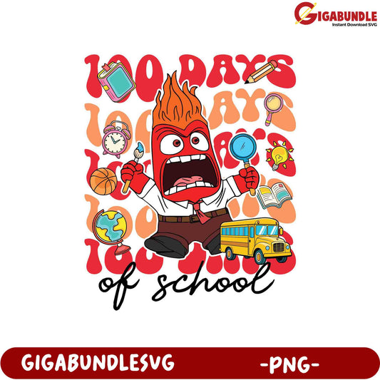 100 Days of School Fun PNG Graphic for Kids' Crafts