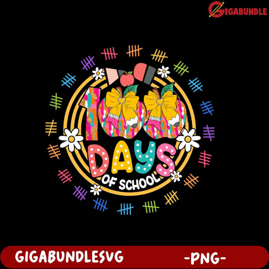 100 Days of School Fun PNG Graphic for Teachers and Kids