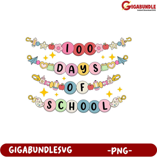 100 Days of School Fun SVG PNG Bundle for Celebrations
