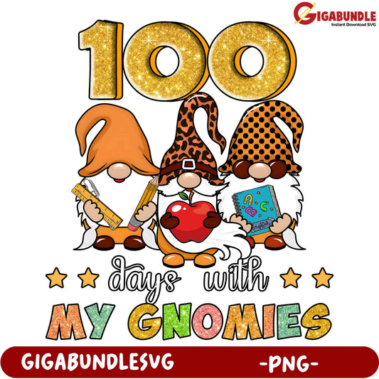 100 Days of School Gnomes PNG Design