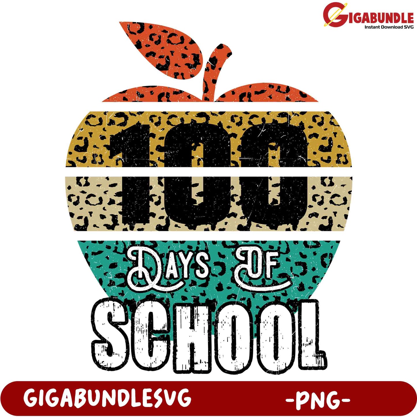 100 Days of School Leopard Print PNG