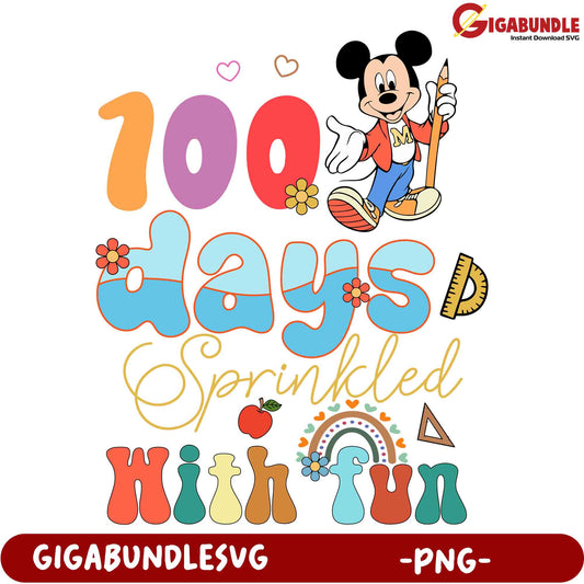 100 Days of School Mickey PNG Design