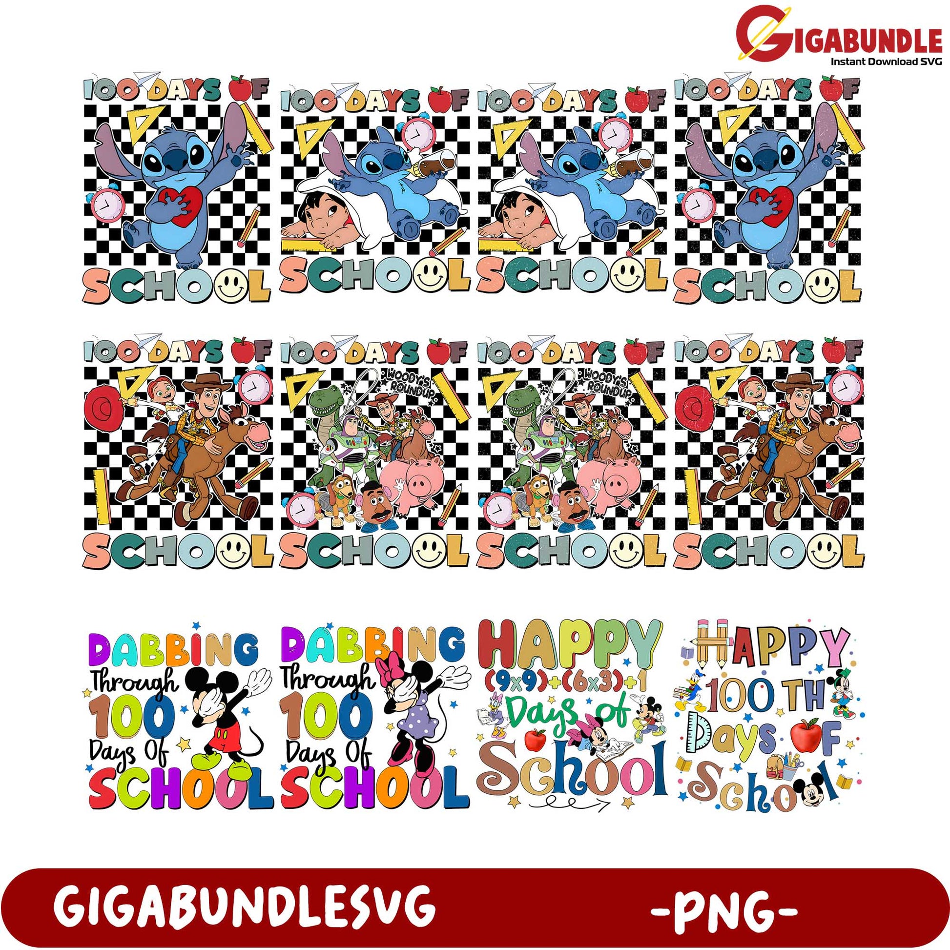 100 Days of School PNG Bundle - Fun Designs for Celebrations