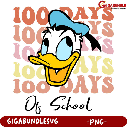 100 Days of School PNG Cute Duck Design