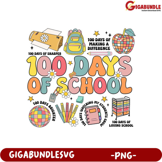 100 Days of School PNG Design for Classroom Decor