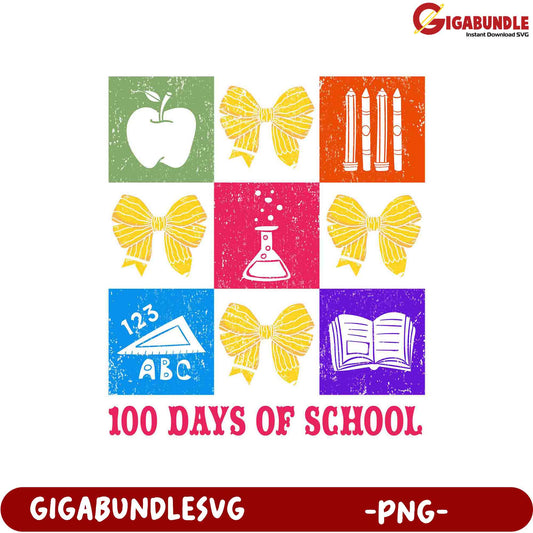 100 Days of School PNG Design for Fun Learning Projects