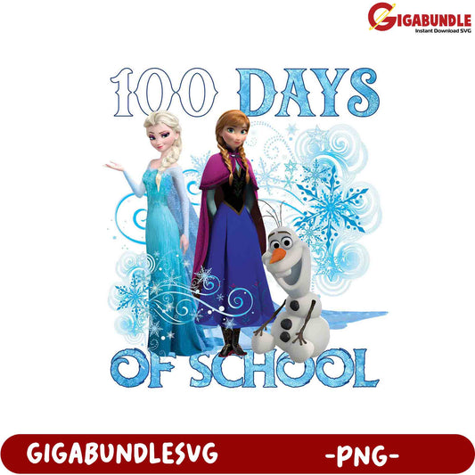 100 Days of School PNG Design with Frozen Characters