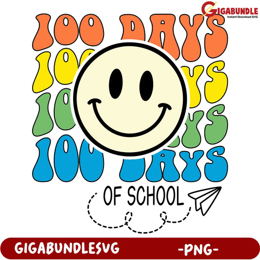 100 Days of School PNG Smiley Face Design