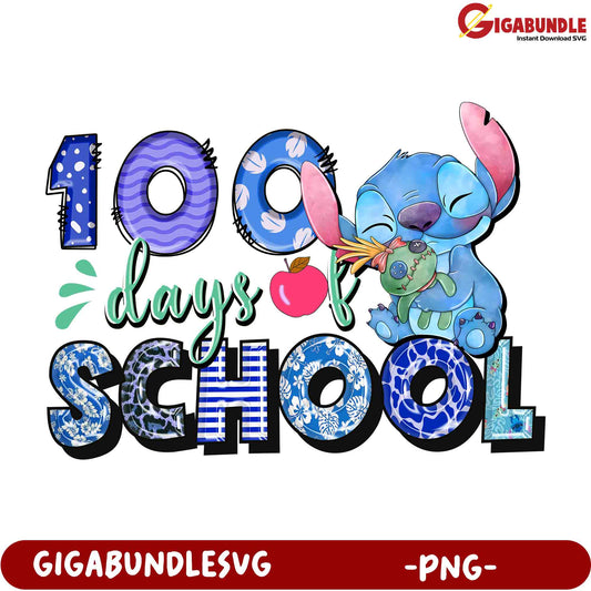 100 Days of School Stitch PNG