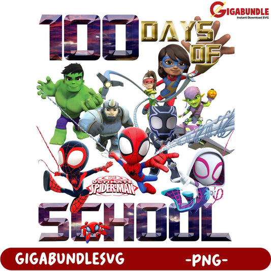 100 Days of School Superhero PNG