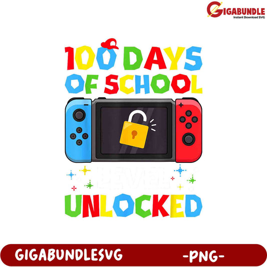 100 Days of School Unlock Level PNG for Fun Learning