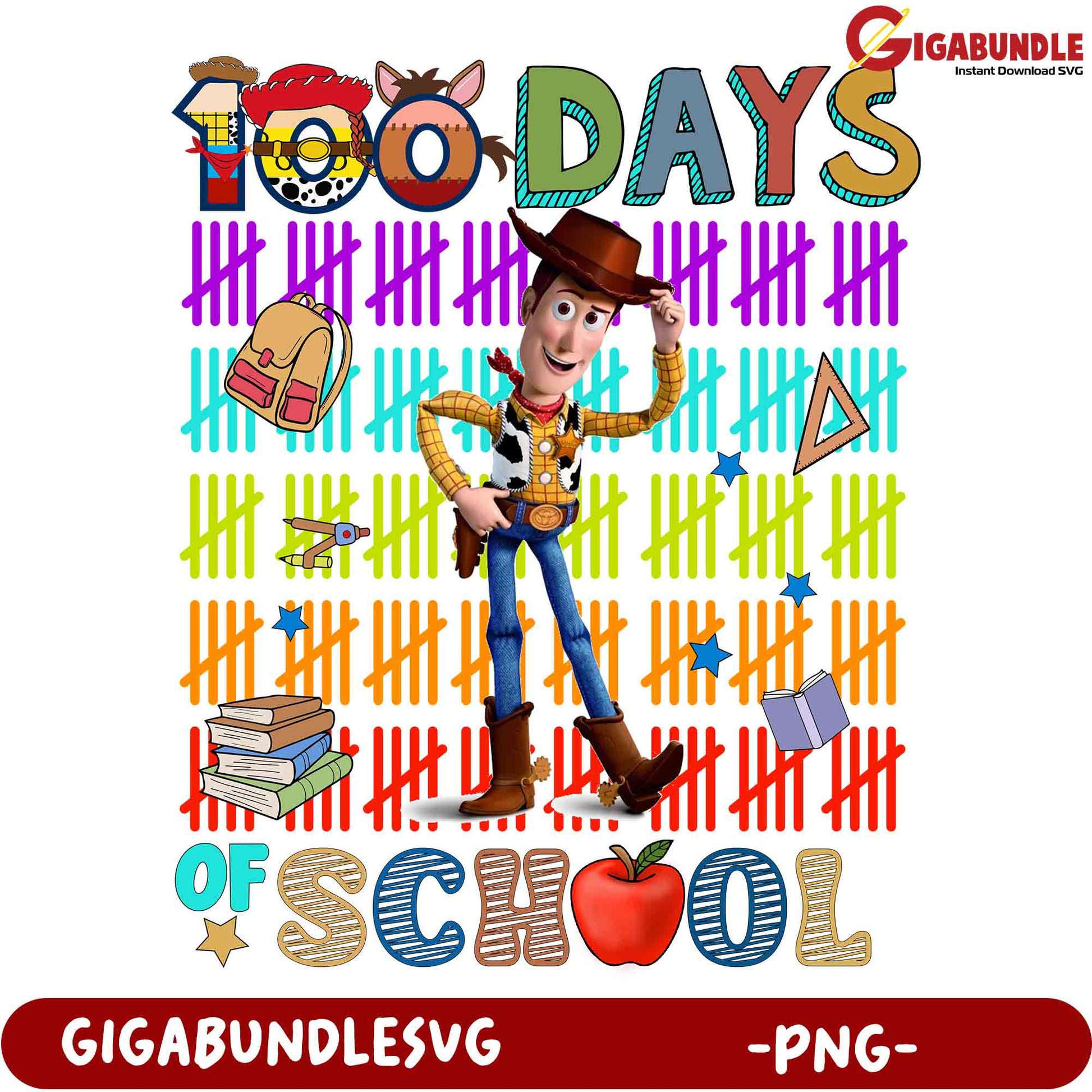 100 Days of School Woody PNG SVG