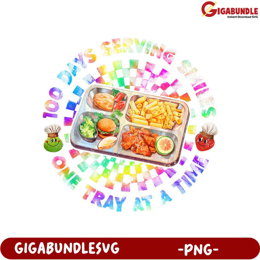 100 Days of Serving Smiles PNG Food Tray Design