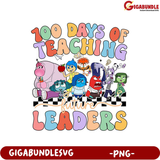 100 Days of Teaching Future Leaders - Colorful PNG Design