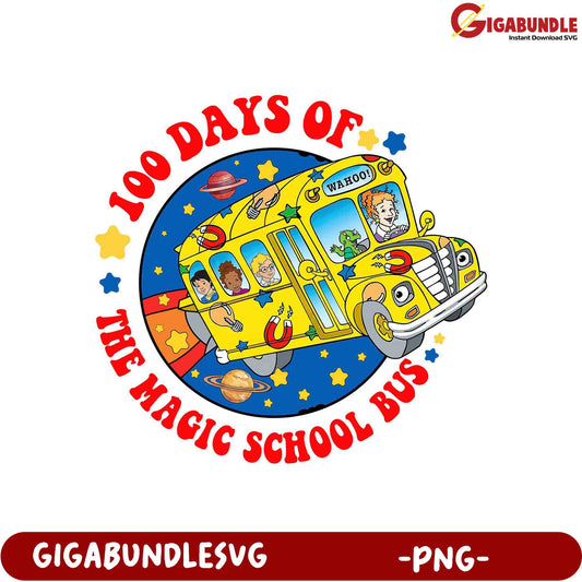 100 Days of The Magic School Bus PNG Design for Kids