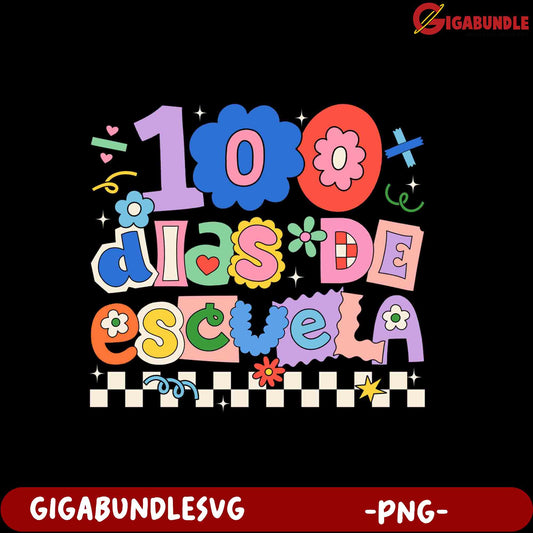 100 Dias de Escuela Colorful PNG Design for Celebrations