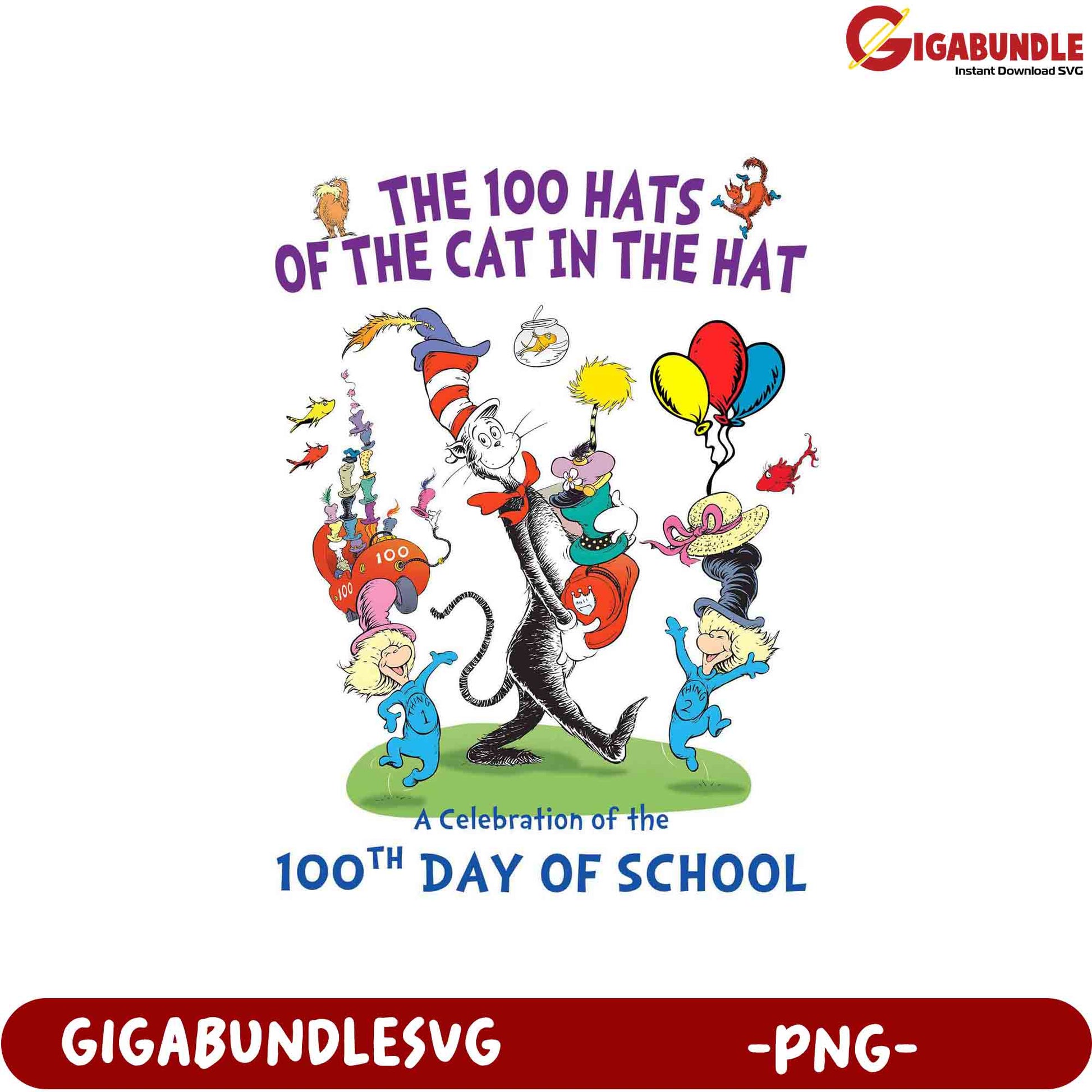 100 Hats of the Cat in the Hat PNG for School Celebrations