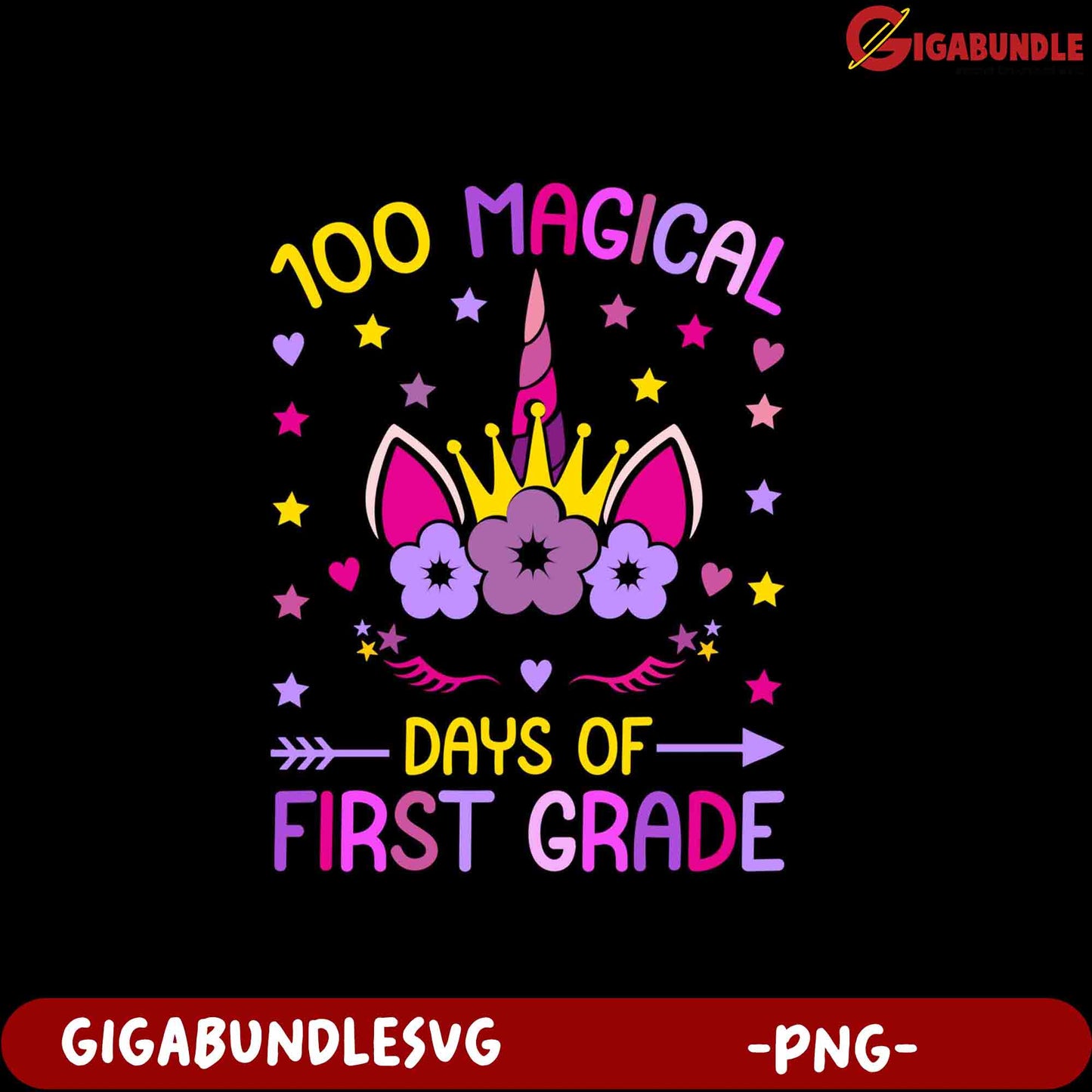 100 Magical Days of First Grade Unicorn PNG Design