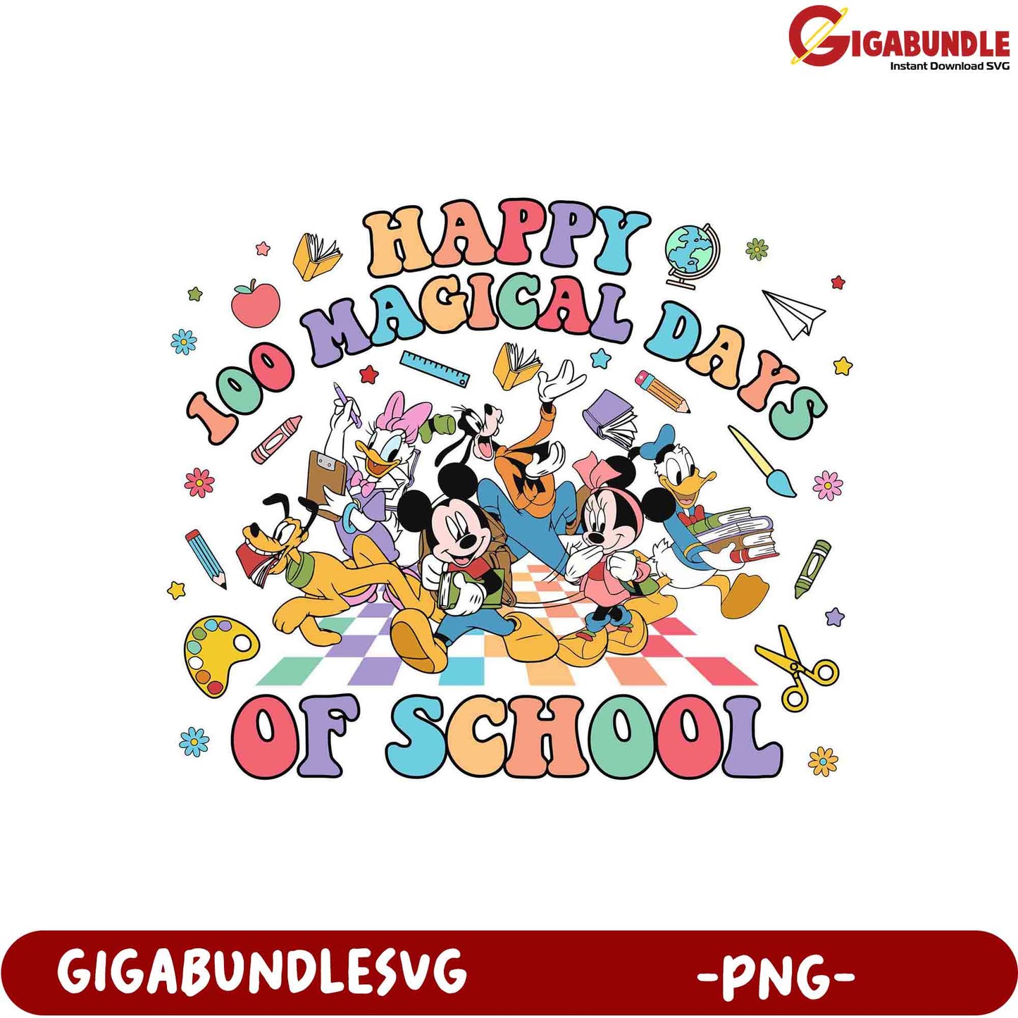 100 Magical Days of School Disney PNG Art for Kids