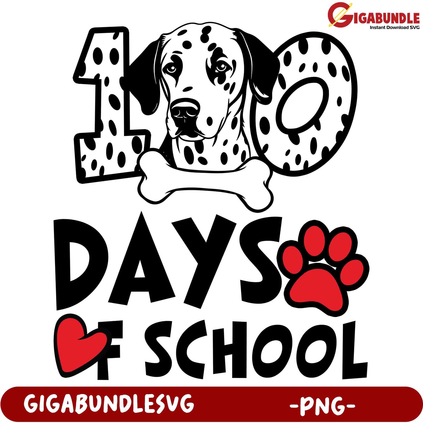 100 Days of School Dalmatian Dog PNG