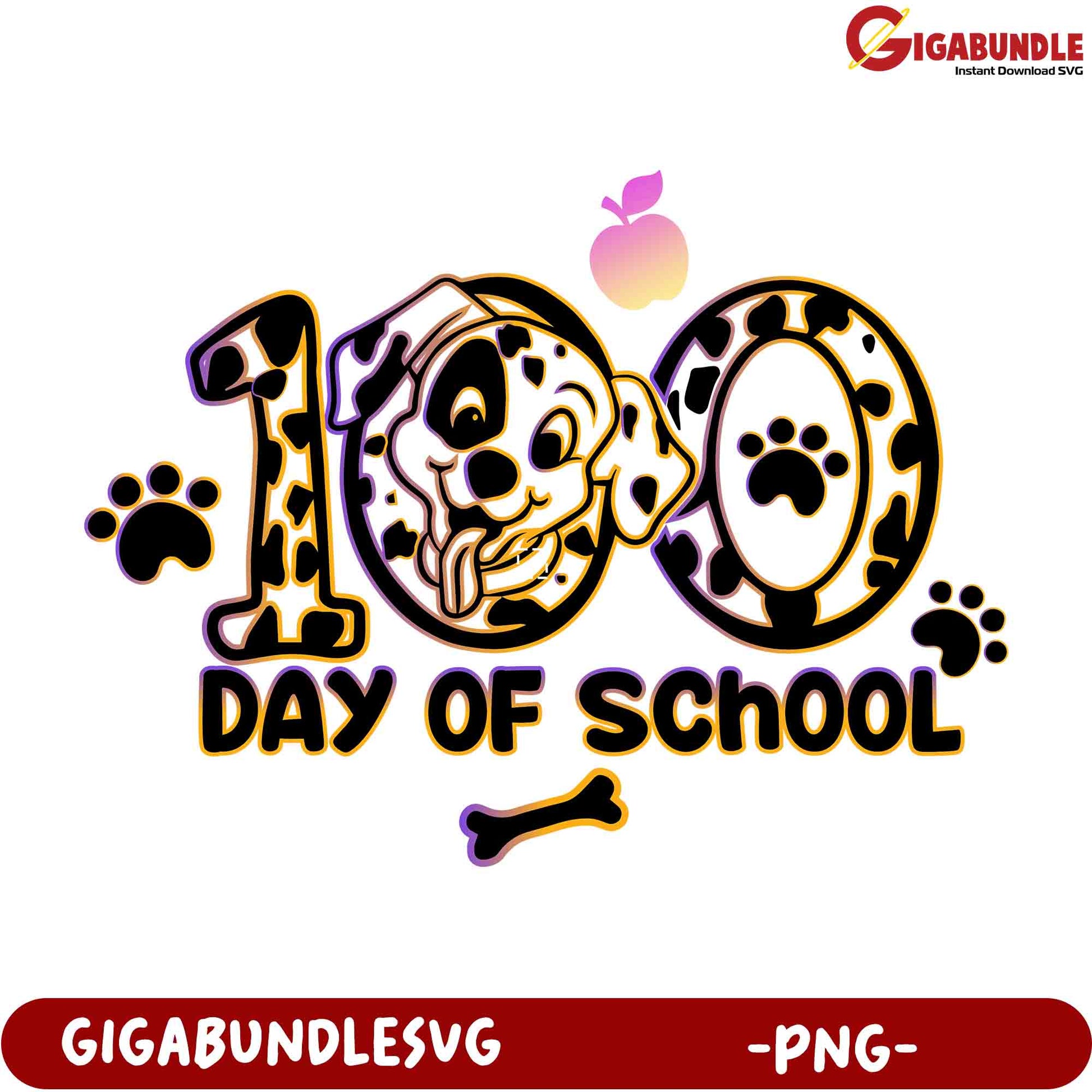 100th Day of School Dalmatian PNG