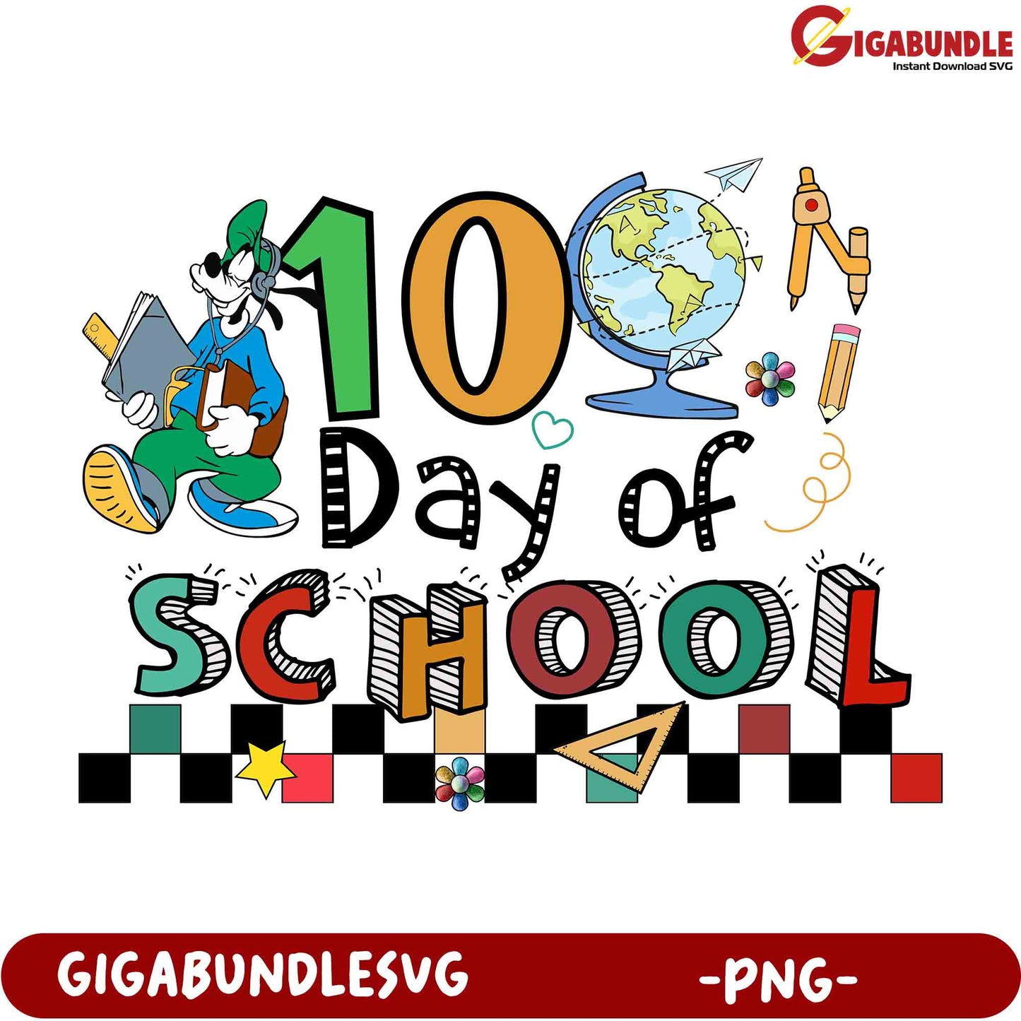 100th Day of School PNG Goofy Cartoon Graphic