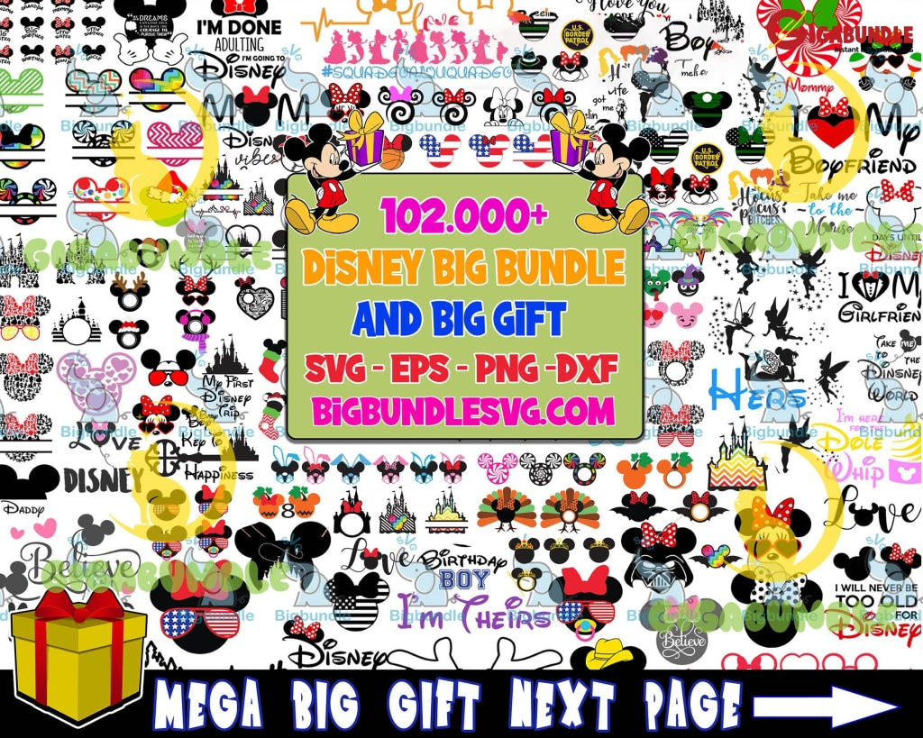 102.000+Disney Designs Fun Disney Bundle Svg Big Svg And For Cricut Files Clipart Svg
