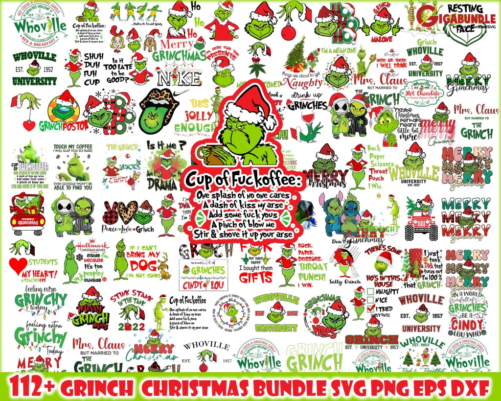 112+ The Grinch Svg Bundle Hand Face Christmas Clipart Cricut Vector Cut File Unique Design