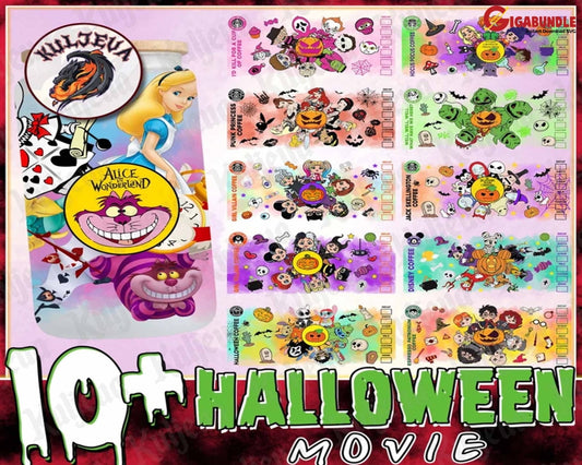 12 Halloween Movie Spooky Glass Can Design Png Bundle