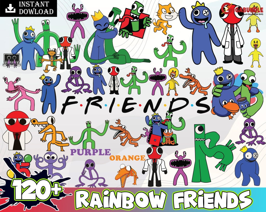 Rainbow Friends SVG,Cartoon Game SVG,Rainbow Friends PNG,Rainbow Friends  DXF,Rainbow Friends EPS,Rainbow Friends PDF,Rainbow Friends,Digital  Download,Rainbow birthday,Transparent PNG,Rainbow Cricut SVG,Rainbow SVG  Bundles,Rainbow Friends draw