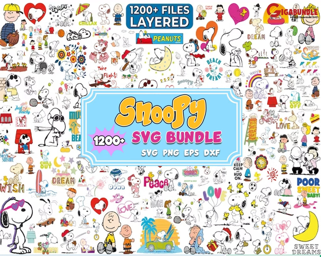 1200+ Mega Snoopy Svg Bundle Peanuts Charlie Brown Svg Woodstock Clipart Digital Instant Download