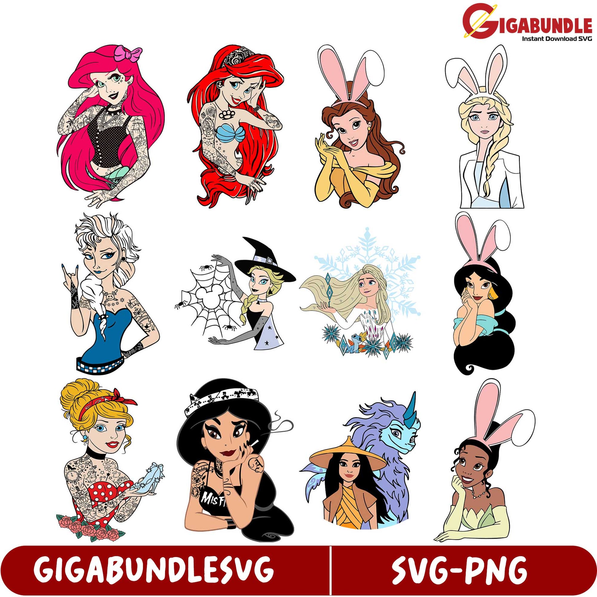 12 Stylish SVG Princess Designs Bundle for Creative Projects