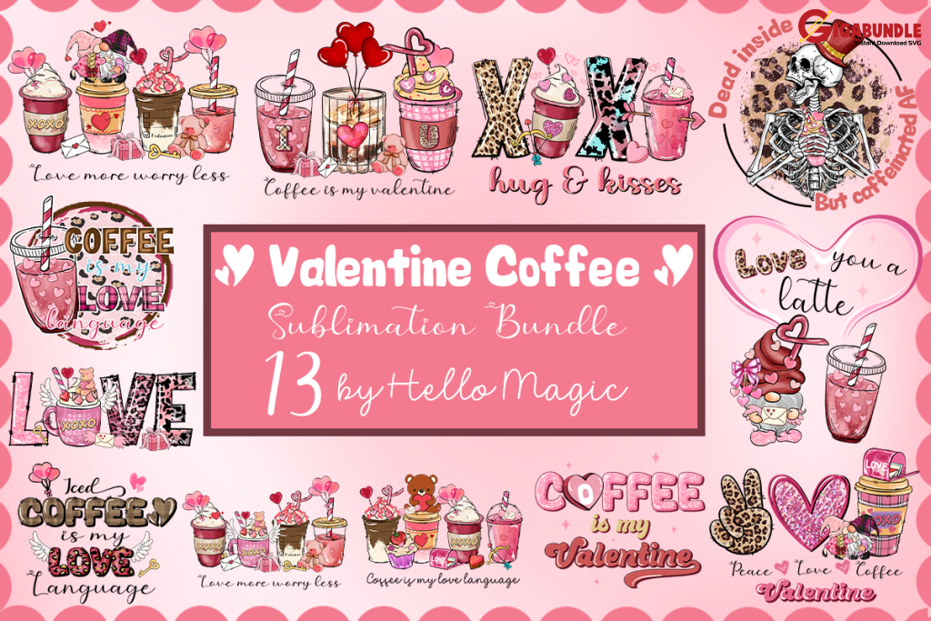 13 Valentine Coffee Cup Sublimation Png Valentines Day Png Xoxo Love Design