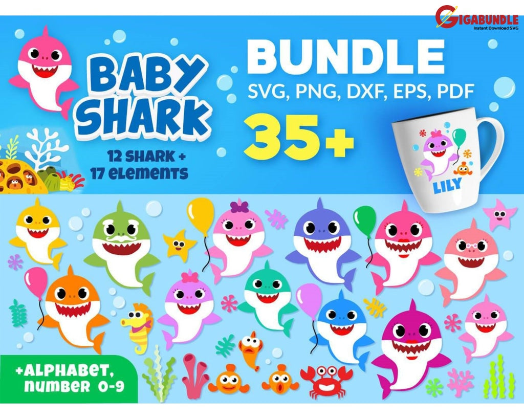 135+ Baby Shark Bundle Svg Png Dxf Eps