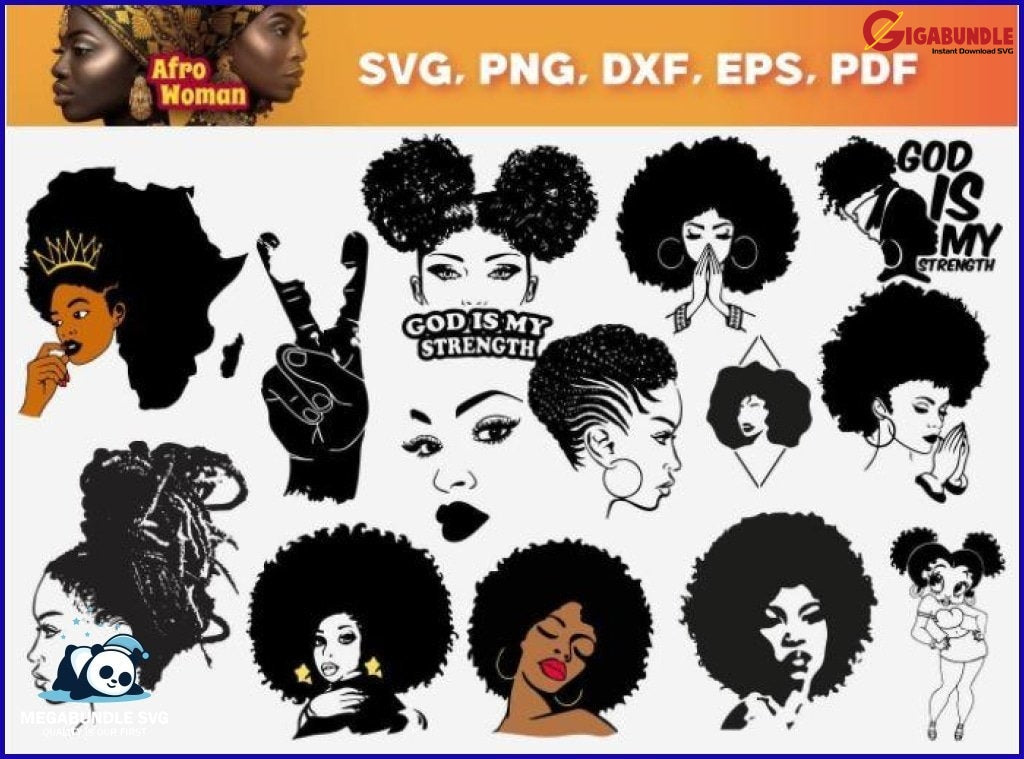 100+ Afrowoman Bundle Svg Png Dxf Eps