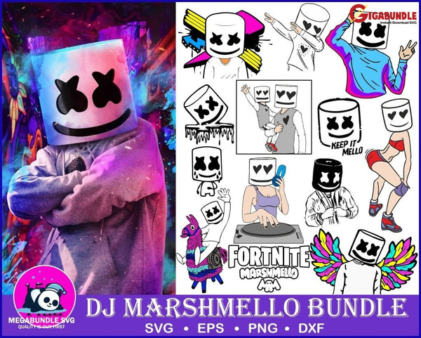 150+ DJ Marshmello bundle svg, png, dxf, eps – Gigabundlesvg