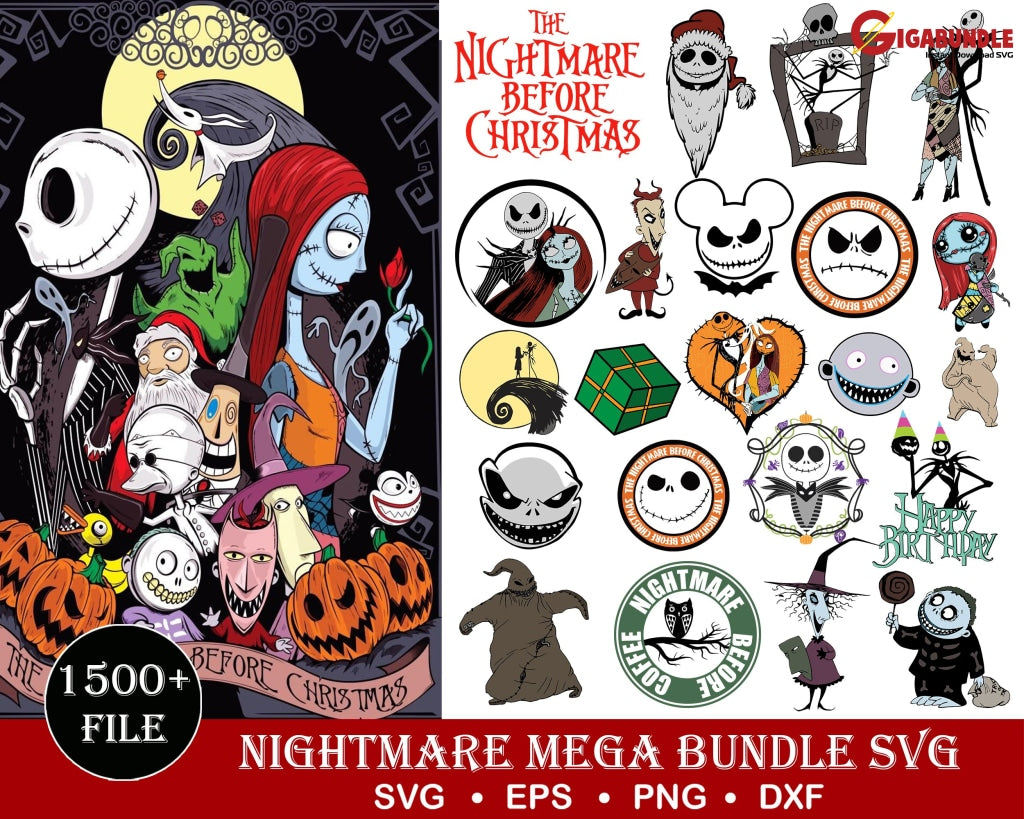 1500+ Nightmade Before Christmas Bundle Svg Png Dxf Eps