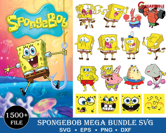 1500+ Spongebob Bundle Svg Png Dxf Eps