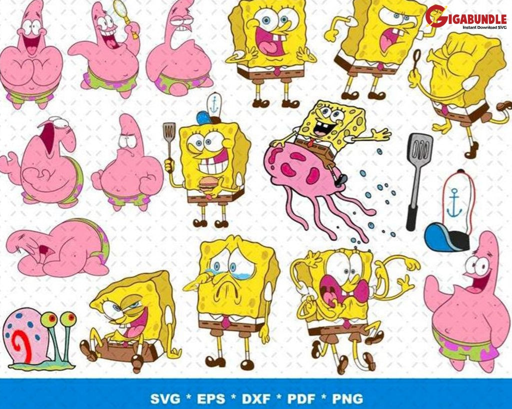 1500+ Spongebob Bundle Svg Png Dxf Eps